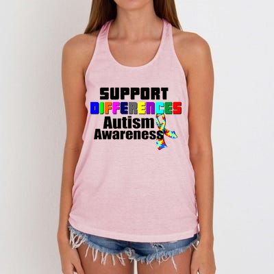 Support Differences Autism Awareness Women's Knotted Racerback Tank