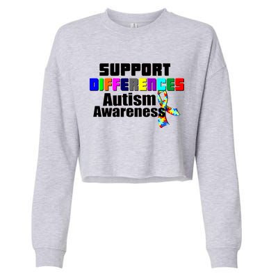 Support Differences Autism Awareness Cropped Pullover Crew