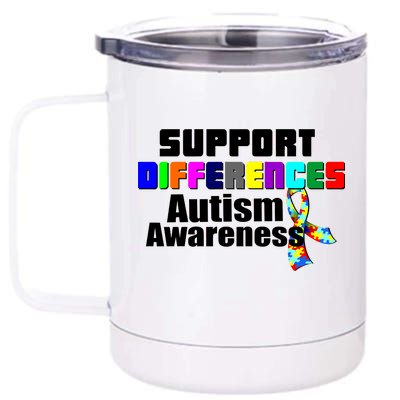 Support Differences Autism Awareness 12 oz Stainless Steel Tumbler Cup