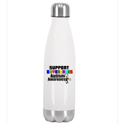 Support Differences Autism Awareness Stainless Steel Insulated Water Bottle