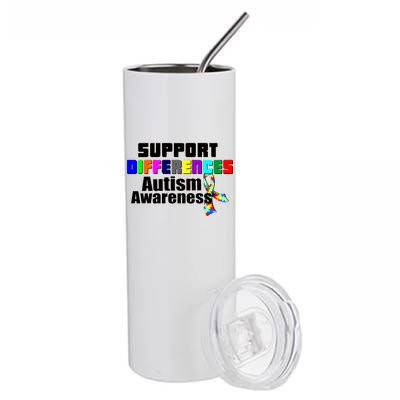 Support Differences Autism Awareness Stainless Steel Tumbler