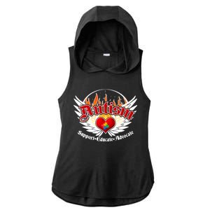 Support Educate Advocate - Autism Flames Ladies PosiCharge Tri-Blend Wicking Draft Hoodie Tank