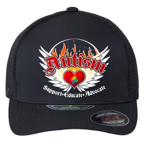 Support Educate Advocate - Autism Flames Flexfit Unipanel Trucker Cap