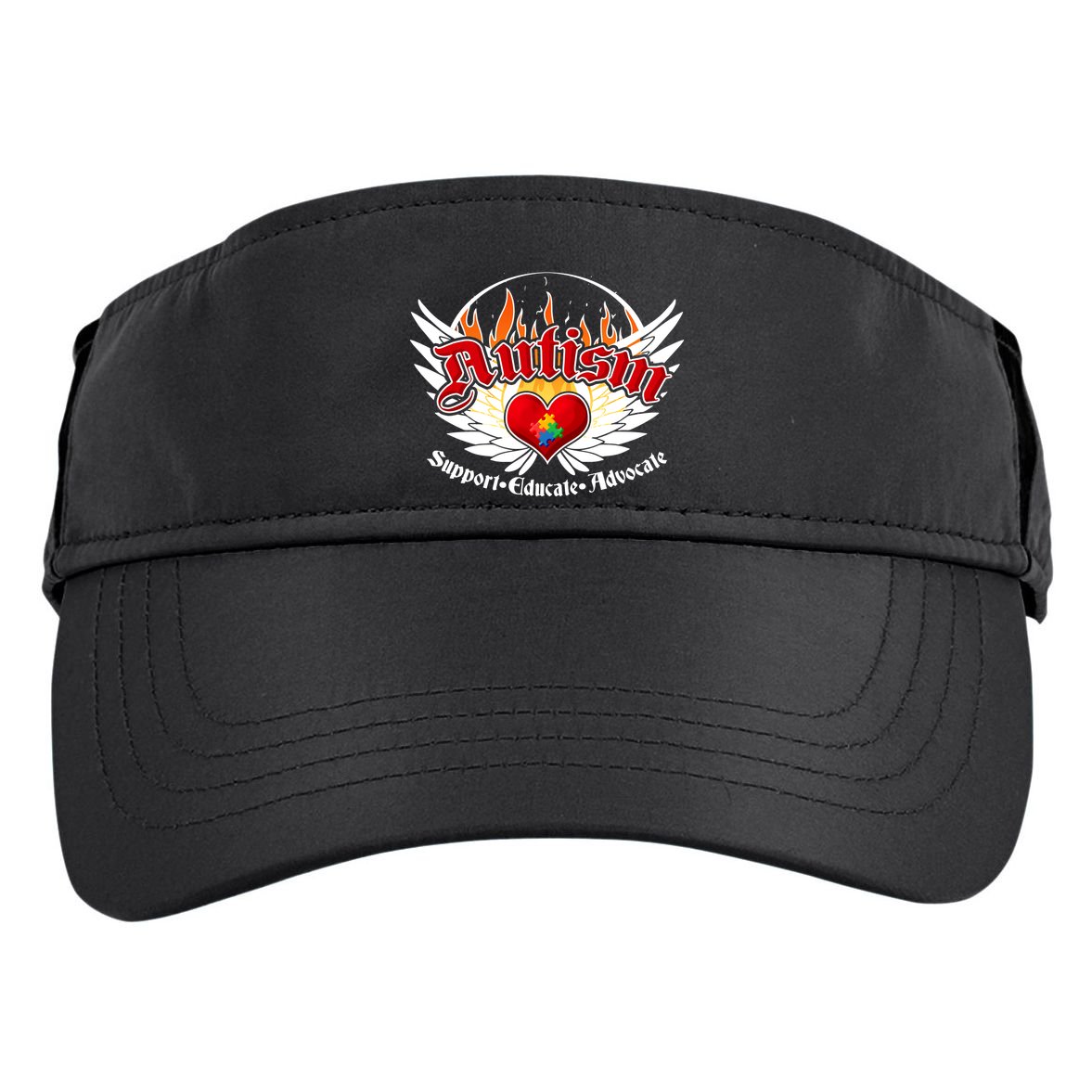 Support Educate Advocate - Autism Flames Adult Drive Performance Visor