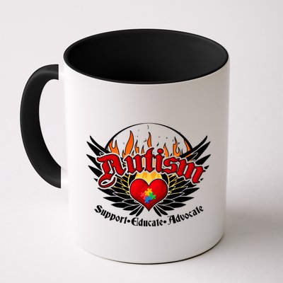 Support Educate Advocate - Autism Flames Mug