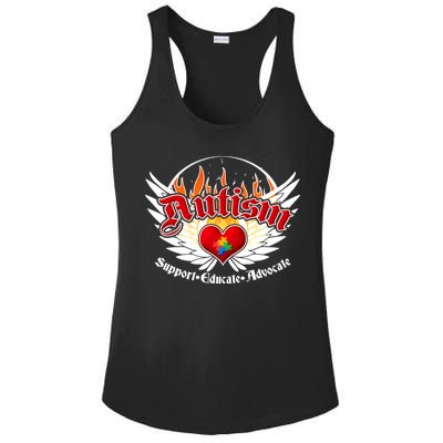 Support Educate Advocate - Autism Flames Ladies PosiCharge Competitor Racerback Tank