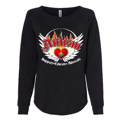 Support Educate Advocate - Autism Flames Womens California Wash Sweatshirt