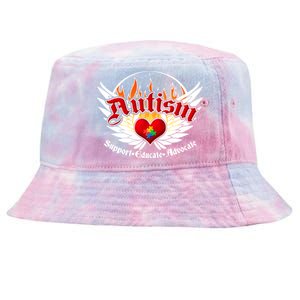 Support Educate Advocate - Autism Flames Tie-Dyed Bucket Hat