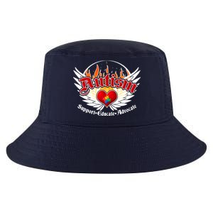 Support Educate Advocate - Autism Flames Cool Comfort Performance Bucket Hat