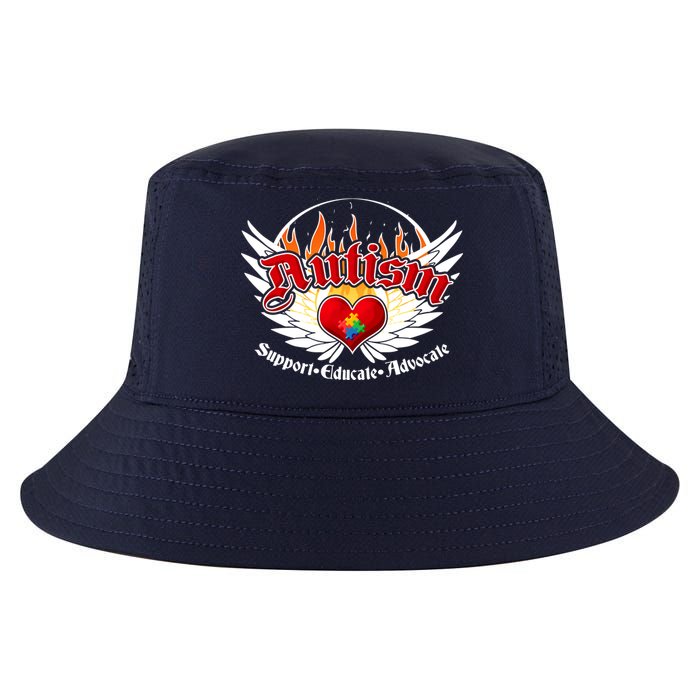 Support Educate Advocate - Autism Flames Cool Comfort Performance Bucket Hat