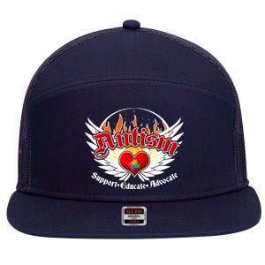 Support Educate Advocate - Autism Flames 7 Panel Mesh Trucker Snapback Hat