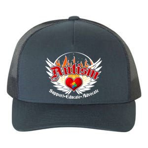 Support Educate Advocate - Autism Flames Yupoong Adult 5-Panel Trucker Hat