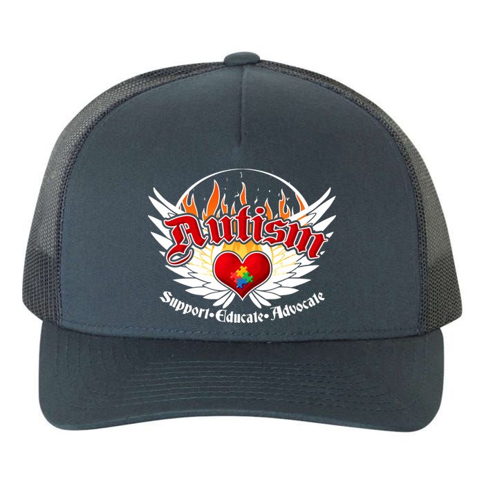 Support Educate Advocate - Autism Flames Yupoong Adult 5-Panel Trucker Hat