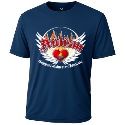 Support Educate Advocate - Autism Flames Performance Shirt