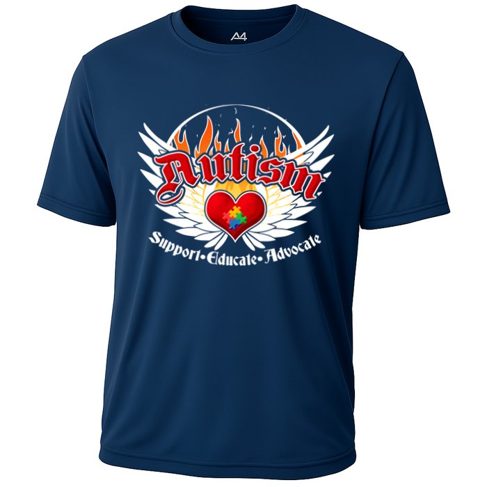 Support Educate Advocate - Autism Flames Cooling Performance Crew T-Shirt