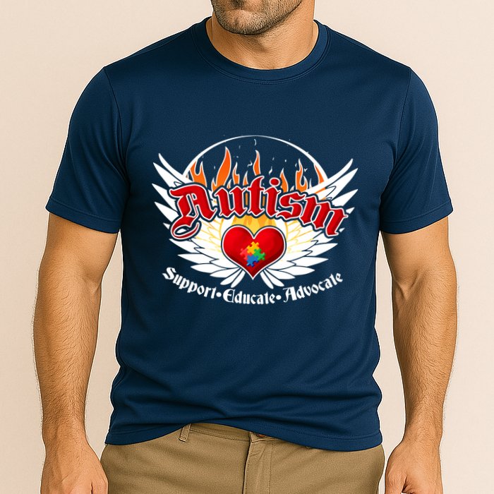 Support Educate Advocate - Autism Flames Cooling Performance Crew T-Shirt