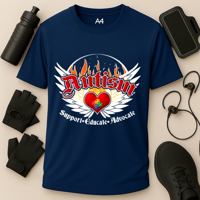 Support Educate Advocate - Autism Flames Cooling Performance Crew T-Shirt