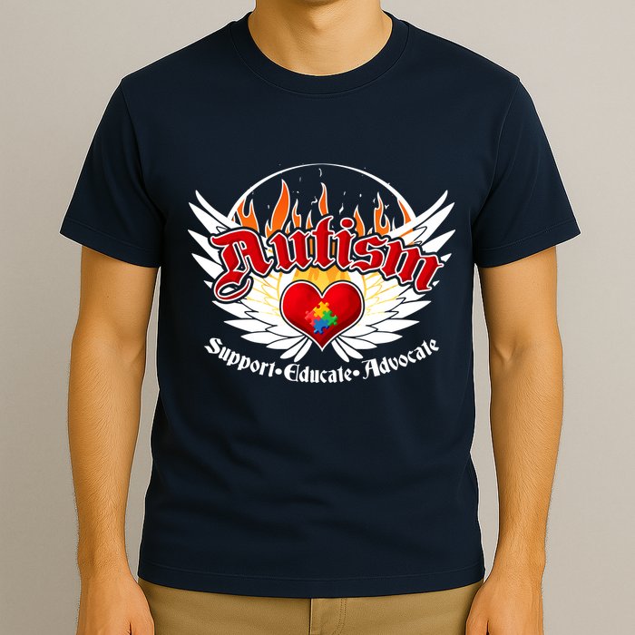 Support Educate Advocate - Autism Flames T-Shirt