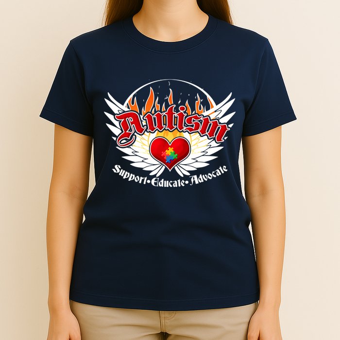 Support Educate Advocate - Autism Flames T-Shirt