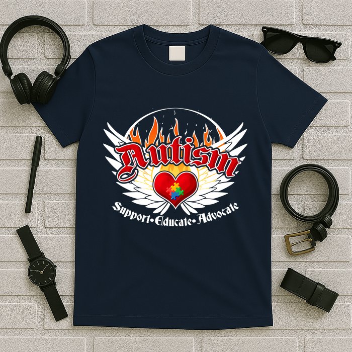 Support Educate Advocate - Autism Flames T-Shirt