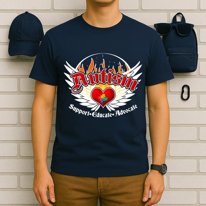 Support Educate Advocate - Autism Flames T-Shirt