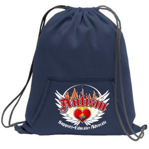 Support Educate Advocate - Autism Flames Sweatshirt Cinch Pack Bag