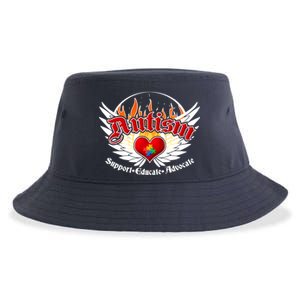 Support Educate Advocate - Autism Flames Sustainable Bucket Hat