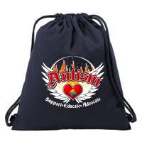 Support Educate Advocate - Autism Flames Drawstring Bag