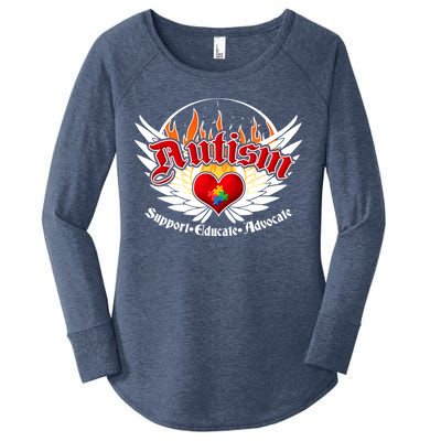 Support Educate Advocate - Autism Flames Women's Perfect Tri Tunic Long Sleeve Shirt