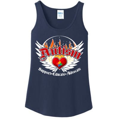 Support Educate Advocate - Autism Flames Ladies Essential Tank