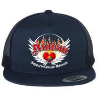 Support Educate Advocate - Autism Flames Flat Bill Trucker Hat