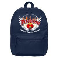 Support Educate Advocate - Autism Flames 16 in Basic Backpack