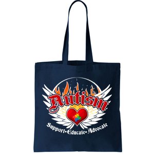 Support Educate Advocate - Autism Flames Tote Bag