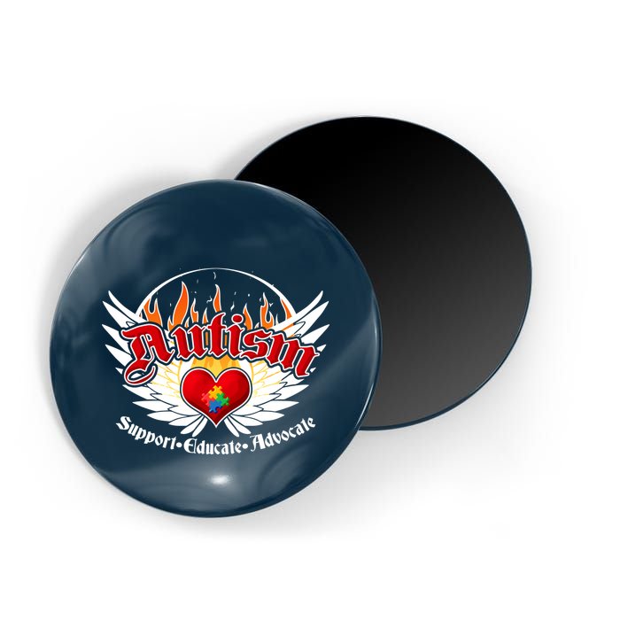 Support Educate Advocate - Autism Flames Magnet