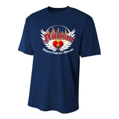 Support Educate Advocate - Autism Flames Youth Performance Sprint T-Shirt