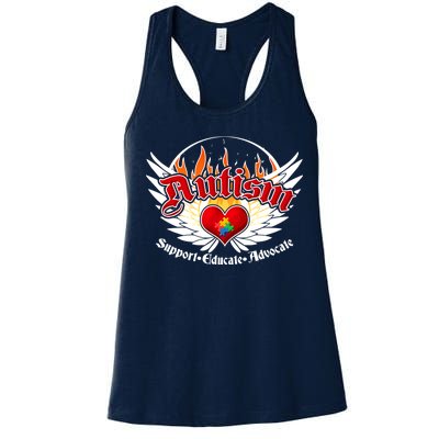 Support Educate Advocate - Autism Flames Women's Racerback Tank