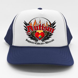 Support Educate Advocate - Autism Flames Trucker Hat