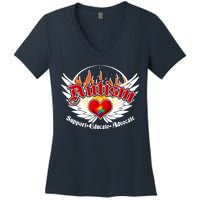 Support Educate Advocate - Autism Flames Women's V-Neck T-Shirt