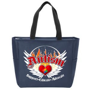 Support Educate Advocate - Autism Flames Zip Tote Bag