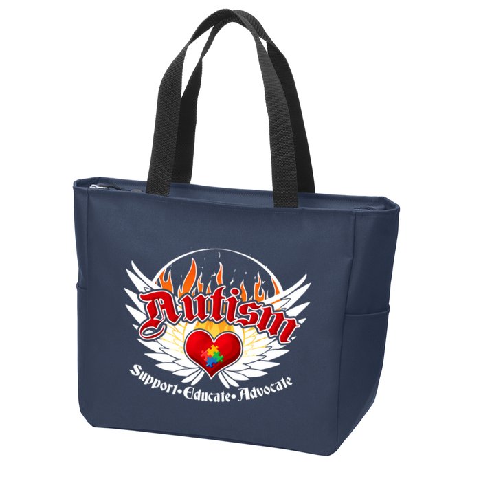 Support Educate Advocate - Autism Flames Zip Tote Bag