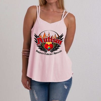 Support Educate Advocate - Autism Flames Women's Strappy Tank