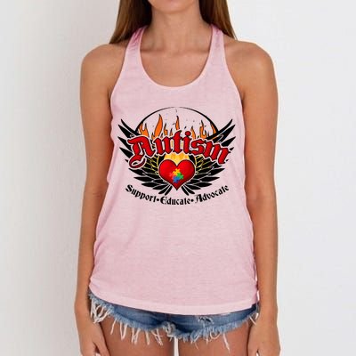 Support Educate Advocate - Autism Flames Women's Knotted Racerback Tank