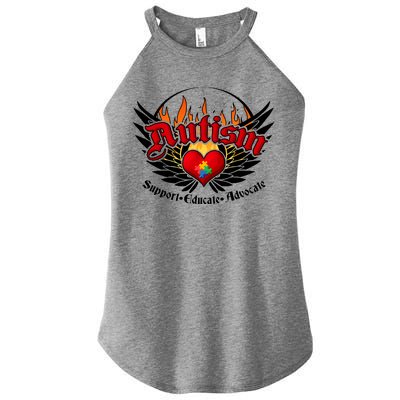 Support Educate Advocate - Autism Flames Women's Perfect Tri Rocker Tank