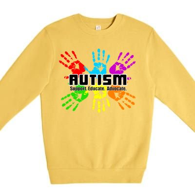 Support Educate Advocate Autism Handprint Premium Crewneck Sweatshirt