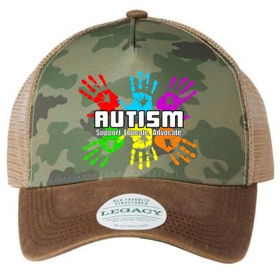 Support Educate Advocate Autism Handprint Legacy Tie Dye Trucker Hat