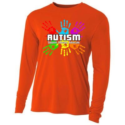 Support Educate Advocate Autism Handprint Cooling Performance Long Sleeve Crew