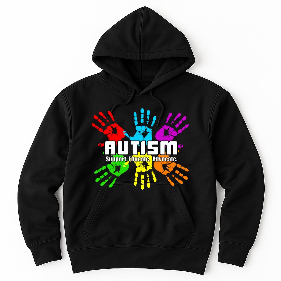 Support Educate Advocate Autism Handprint Hoodie
