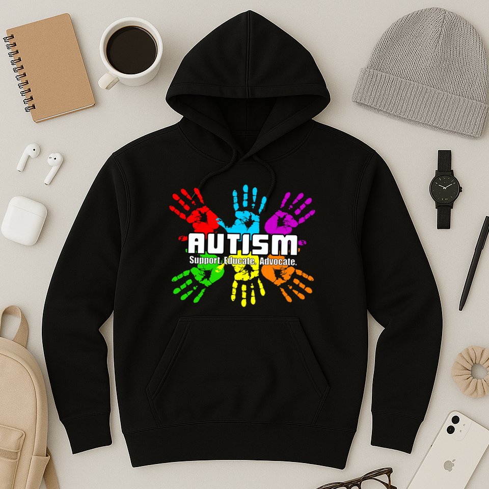Support Educate Advocate Autism Handprint Hoodie