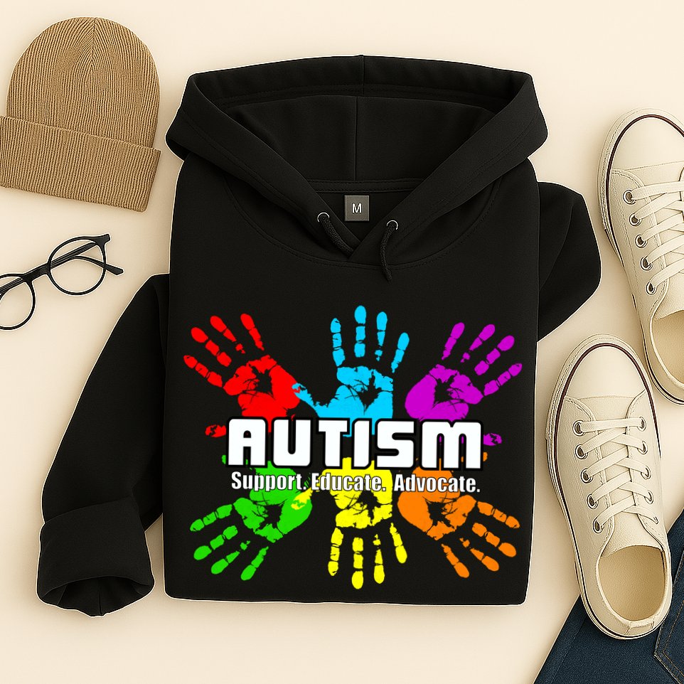 Support Educate Advocate Autism Handprint Hoodie