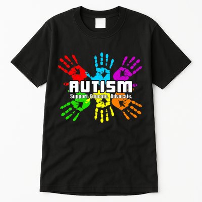 Support Educate Advocate Autism Handprint Tall T-Shirt